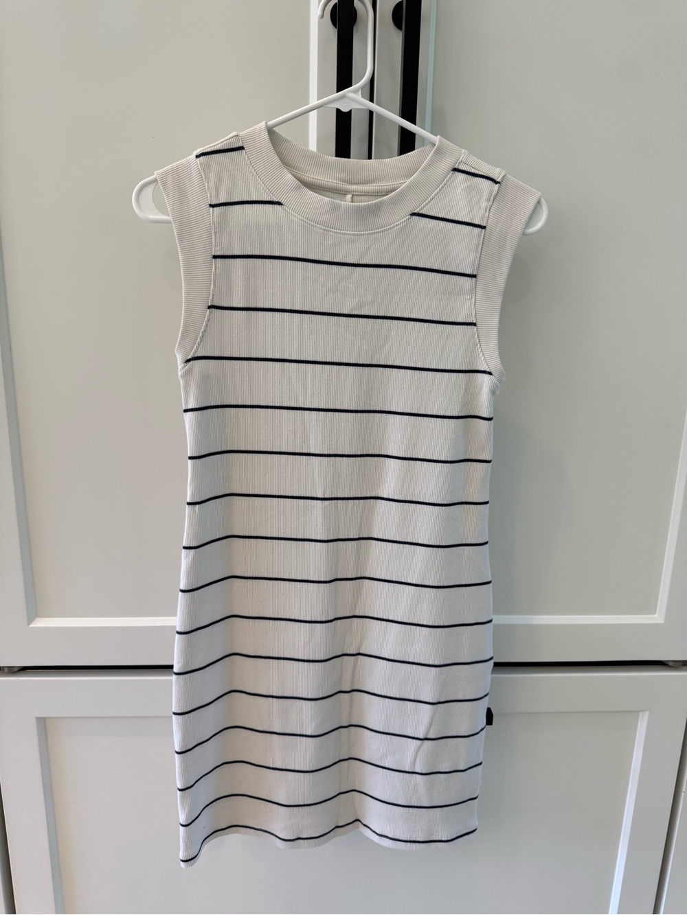 a new day White Dress with Navy Stripes - Sleeveless Knit Mini